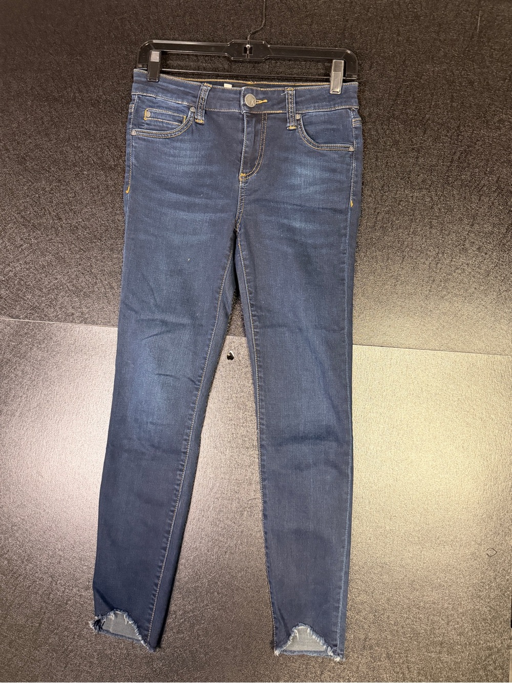 Kut from the Kloth Blue Skinny Jeans Distressed Hem (28 width)